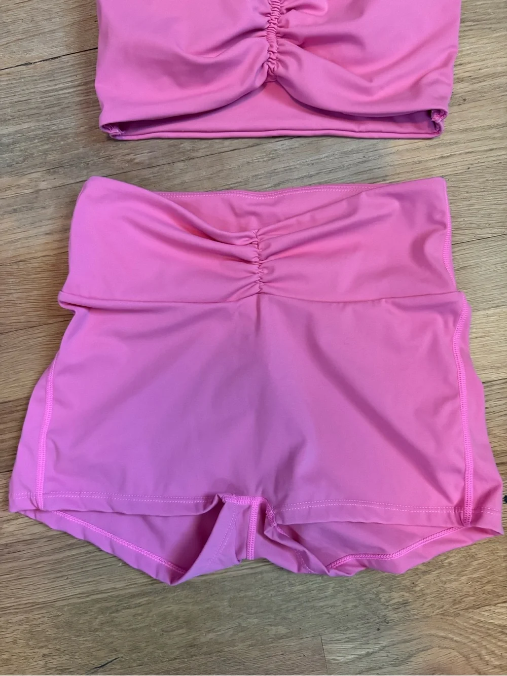 Aralina Pink Ruched Two-Piece Active Set Shorts Sports Bra Size Small